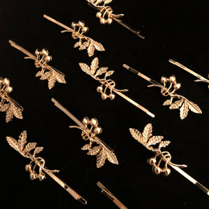 Cherry Leaf Gold Clips (2 Pack)